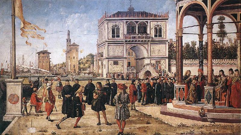 CARPACCIO, Vittore The Ambassadors Return to the English Court fg Norge oil painting art